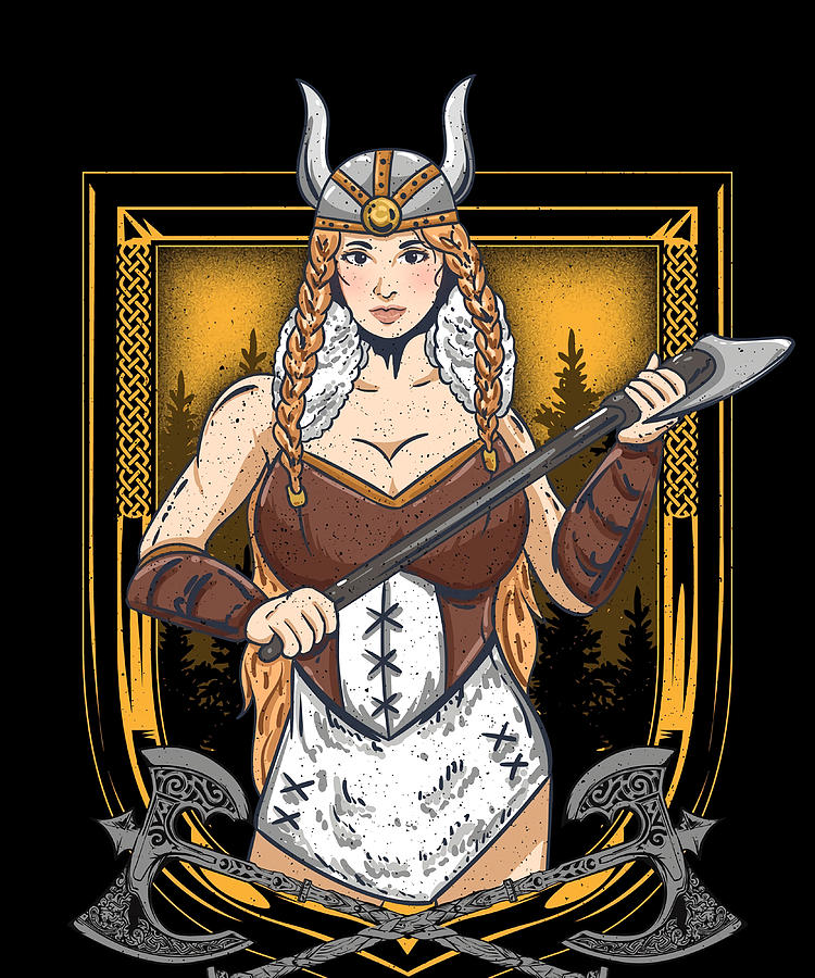 Viking Girl Shirt Shield Maiden Shirt Viking V Painting by Oscar ...