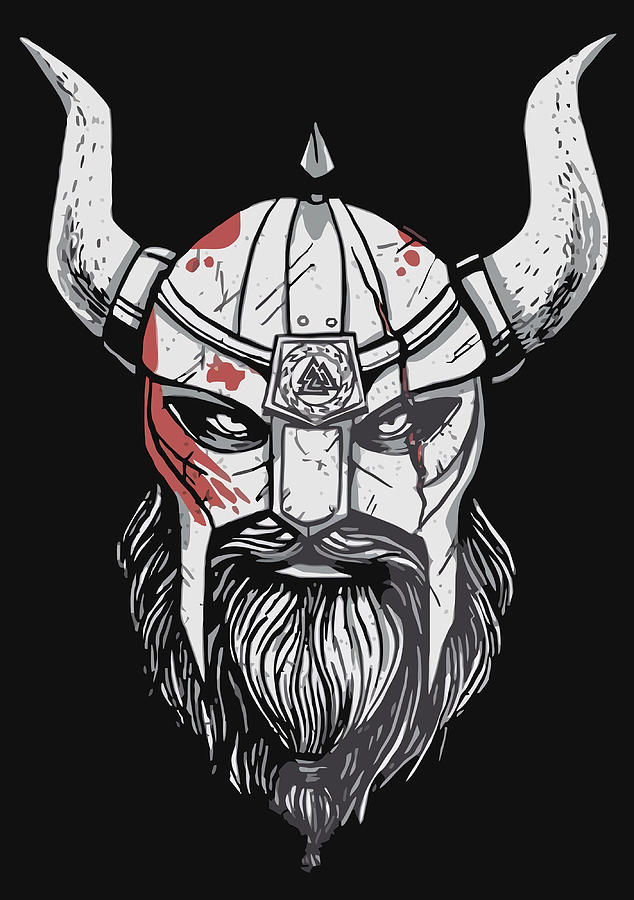 VIKING HEAD BLOODY HELMET girl trending Painting by Logan Ward - Fine ...