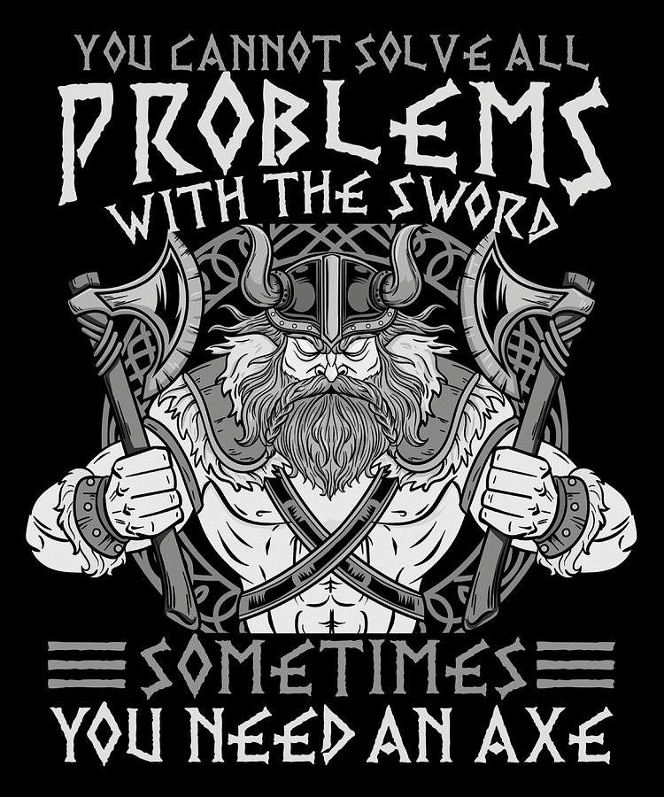 Viking Mythology Quote Norse Valhalla Warrior Painting by Keeley Sean ...