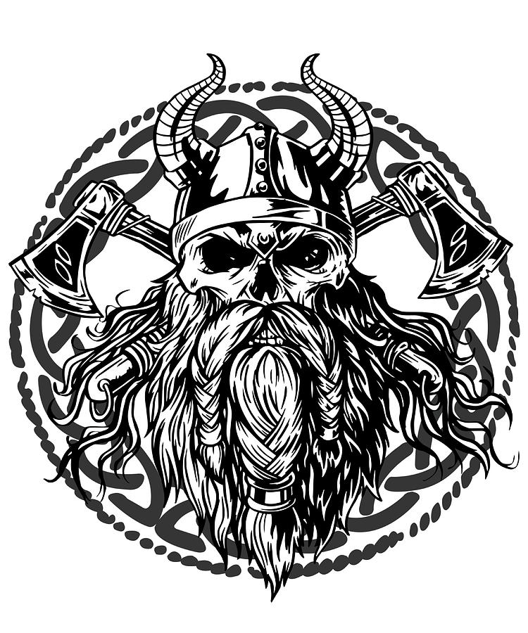 Viking Norse Mythology Skull Tree Design Gift Painting by Oliver David ...