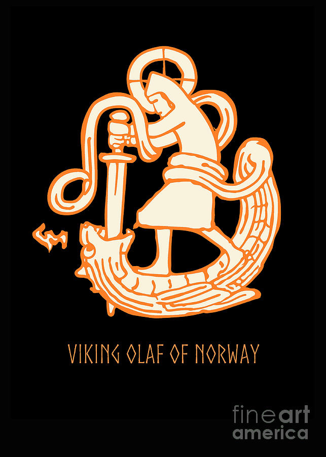 Viking Olaf Haraldsson slays a dragon Digital Art by Spread Great Vibes