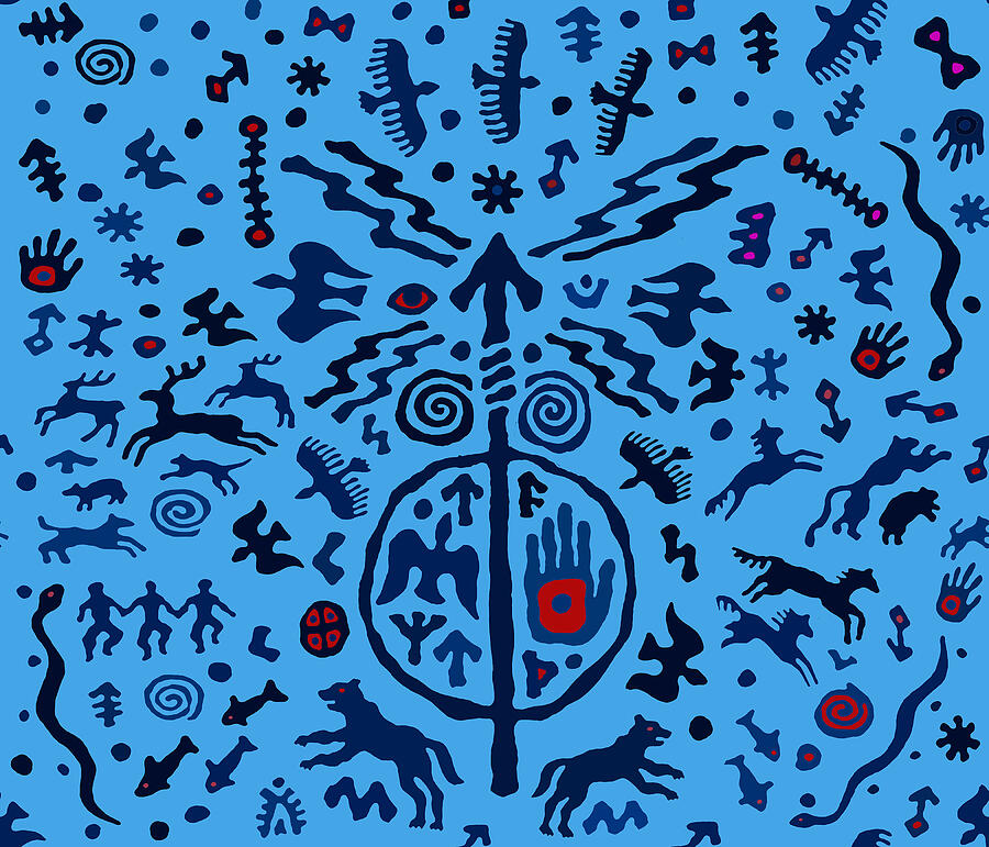 Viking Shaman Talisman - Blue Digital Art by Vagabond Folk Art - Virginia Vivier