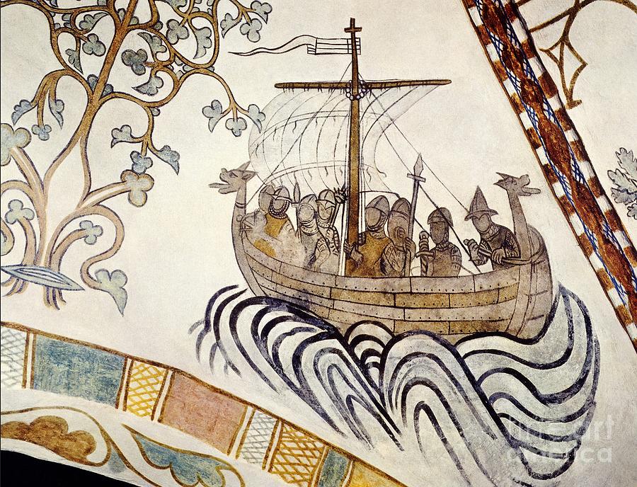 Viking Ship, 1030 A.d. Painting by Granger