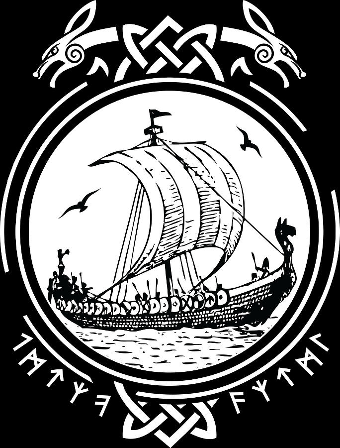 Viking Ship Boat Runes Wikinger Vikings music Painting by Gary Hall ...