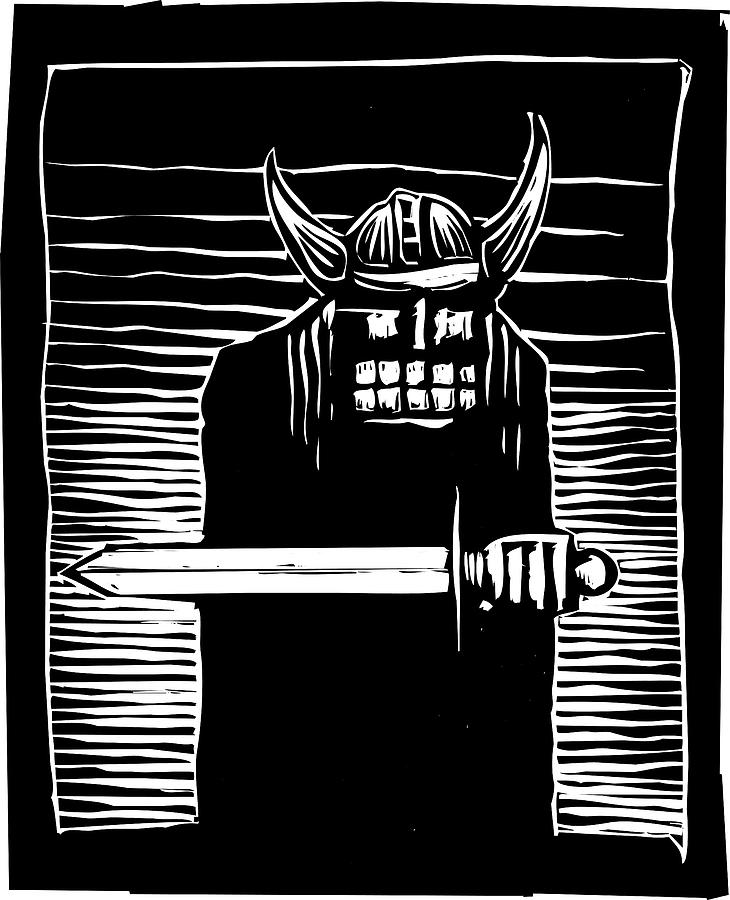 Viking with Sword Drawing by Jeffrey Thompson