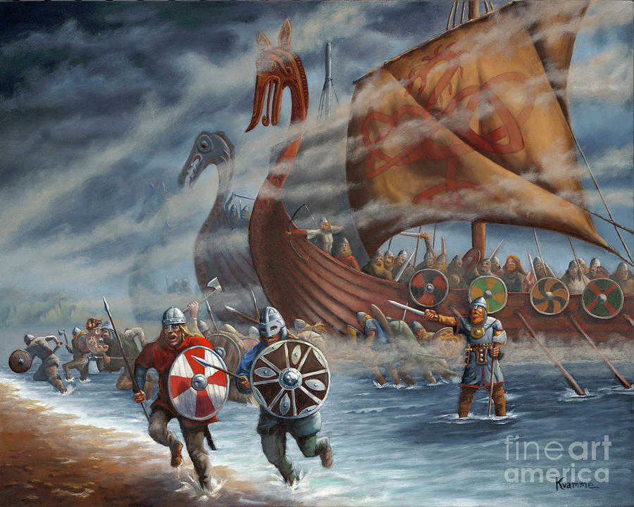 Vikings Ashore Painting by Ken Kvamme