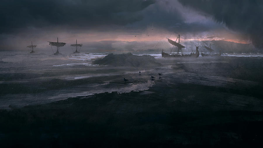 Vikings on Shore Painting by Joseph Feely