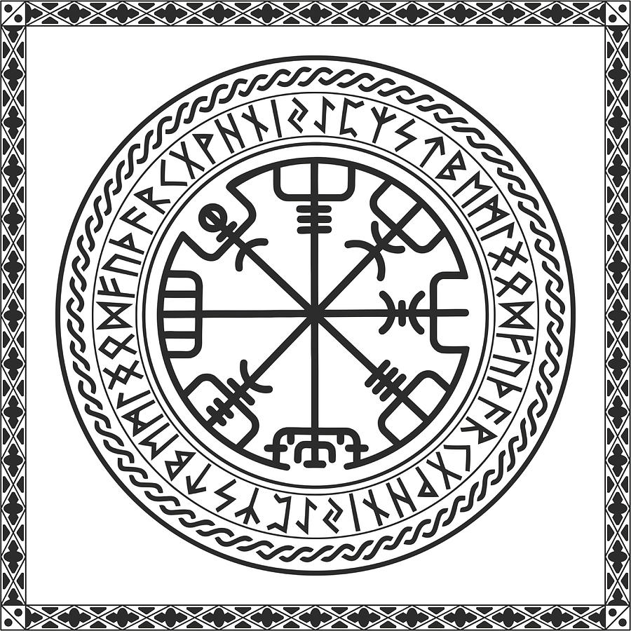 VikingsVegvisir Runic Viking Compass Vikings Painting by Stevens Smith ...