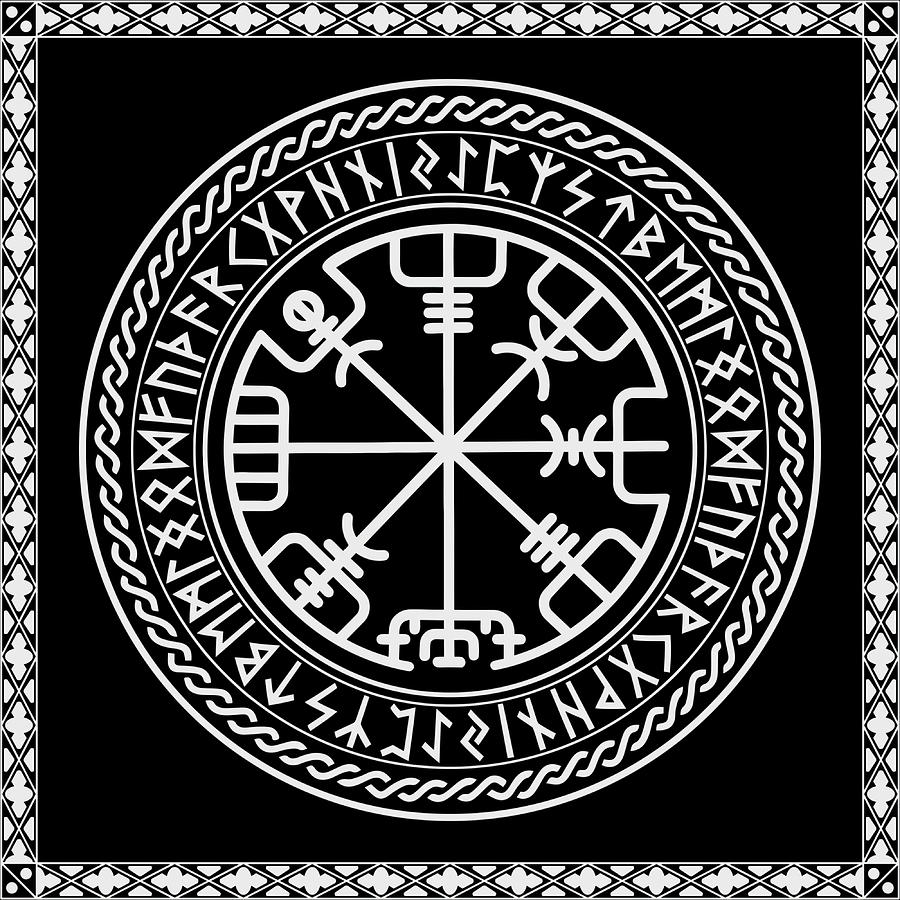 VikingVegvisir Runic Viking Compass Viking Painting by Saunders Jacob ...