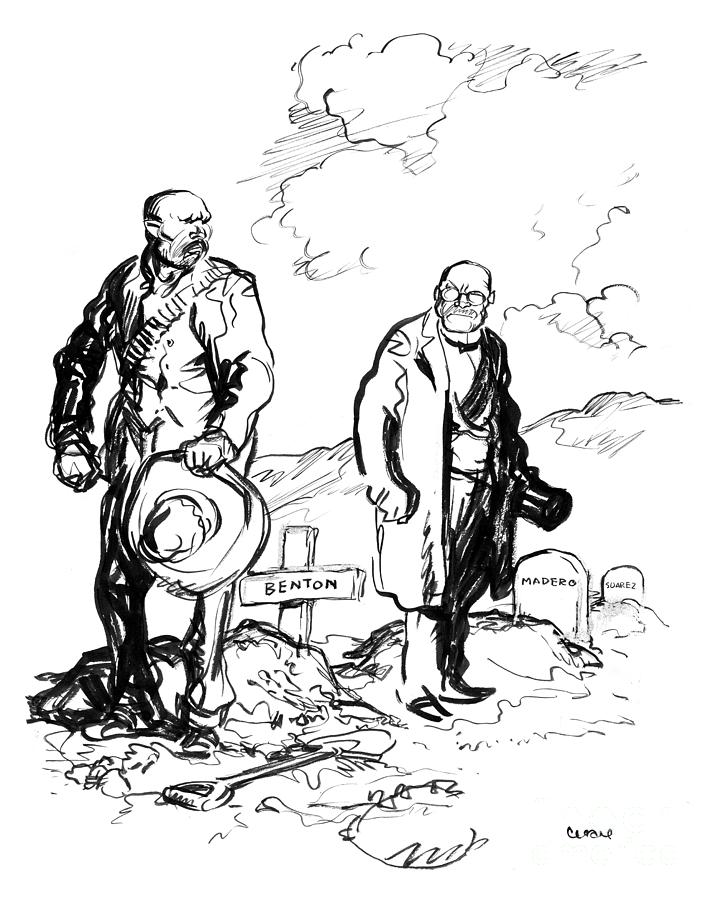 Villa and Huerta Cartoon, 1914 Drawing by Oscar Edward Cesare