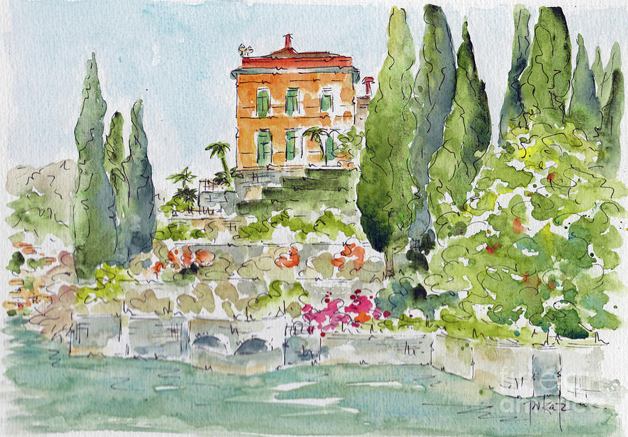 Villa Cipressi Varenna Painting by Pat Katz