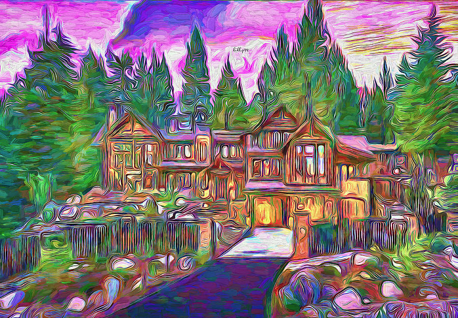 Villa in forest Painting by Nenad Vasic
