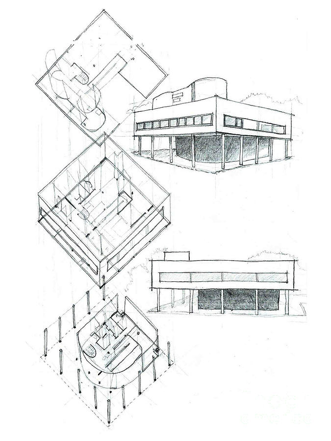 le corbusier villa savoye sketch