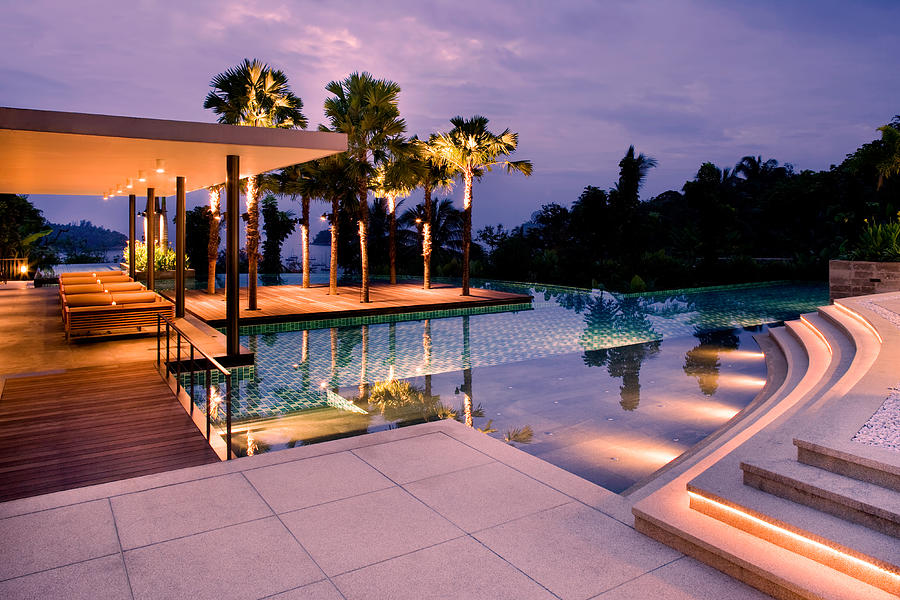 Villa Swimming Pool Sunset Photograph by ShutterWorx