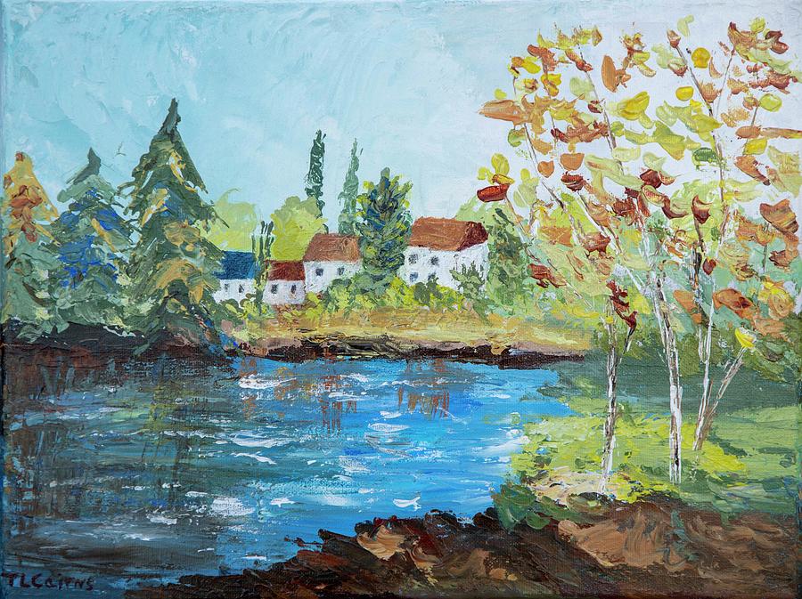 Village By The Lake Painting