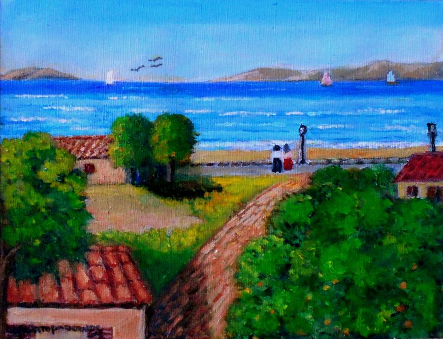Village Drepanon in Greece Painting by Konstantinos Charalampopoulos