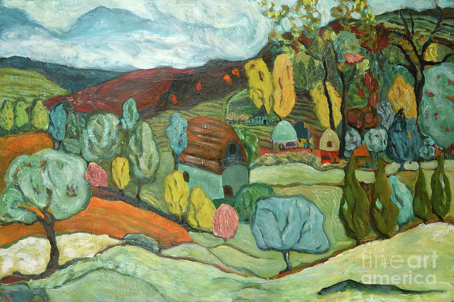 Village Fall Painting by Deborah Eve ALASTRA