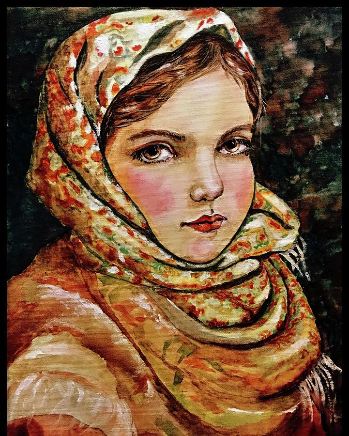 Village girl Painting by Lana Sylber