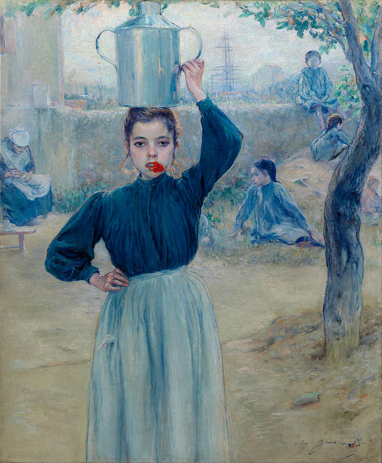 Village Girl with Red Carnation Painting by Adolfo Guiard Larrauri