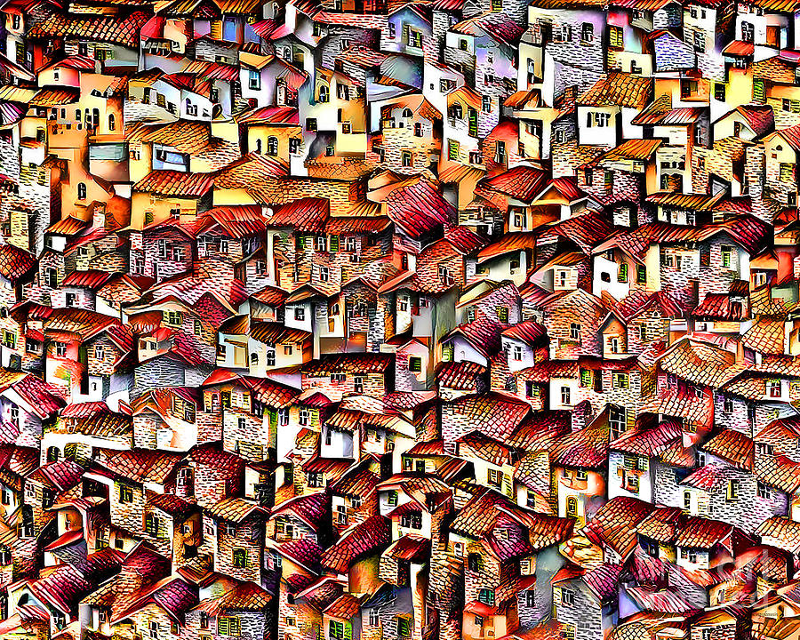 Village Houses In The Old Country Abstract 20220619 Mixed Media by Wingsdomain Art and Photography