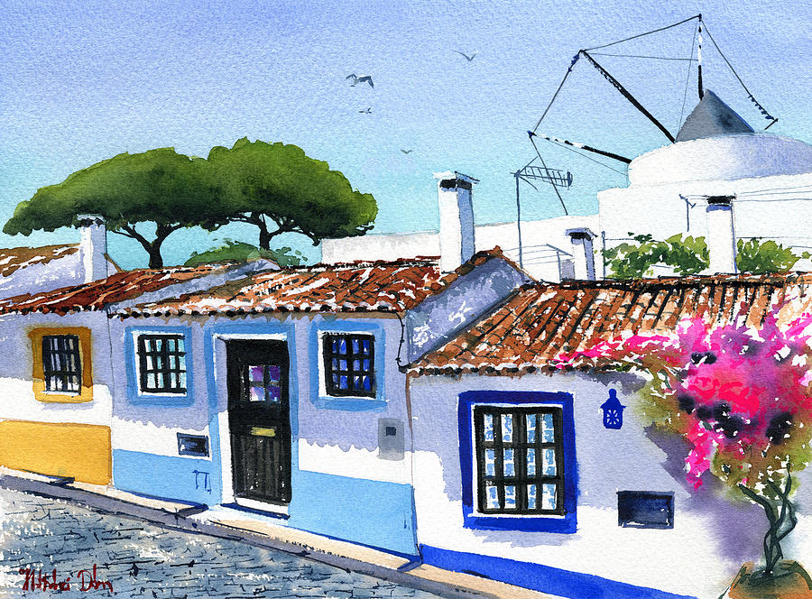 Village in Portugal Painting by Dora Hathazi Mendes