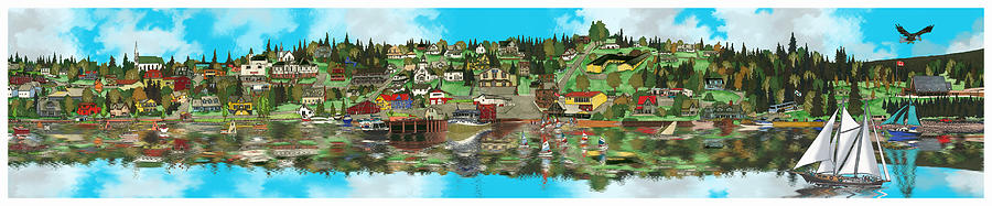 Village of Baddeck Nova Scotia Drawing by Jonathan Baldock