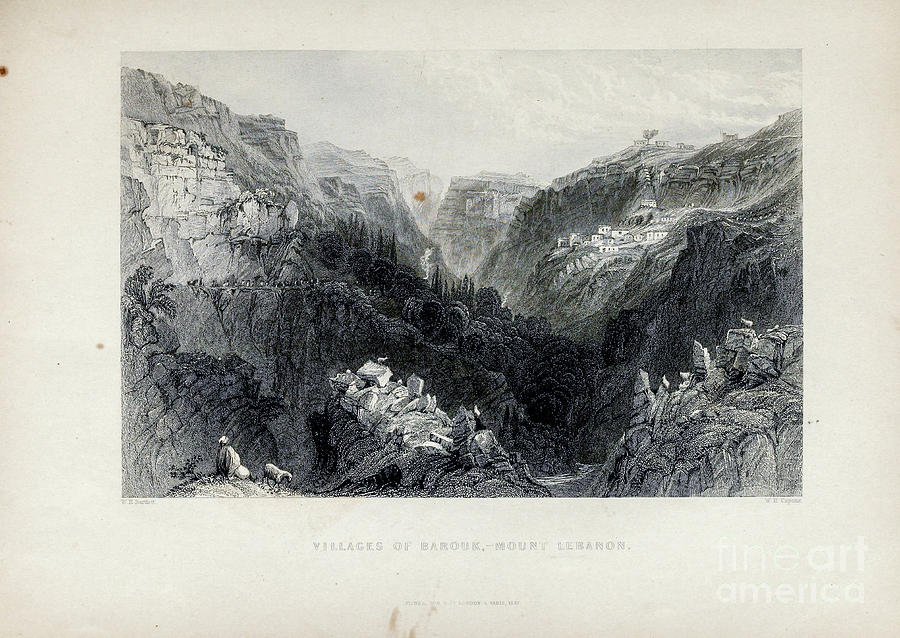 Village of Barouk Mount Lebanon y1 Pyrography by Historic illustrations