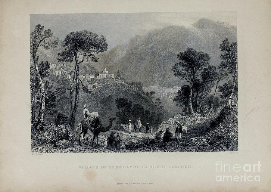 Village of Brumhanna, in Mount Lebanon y1 Pyrography by Historic illustrations
