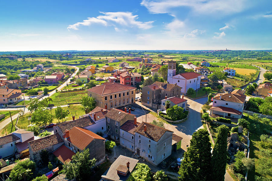 Village of Nova Vas in Istria aerial view Photograph by Brch Photography