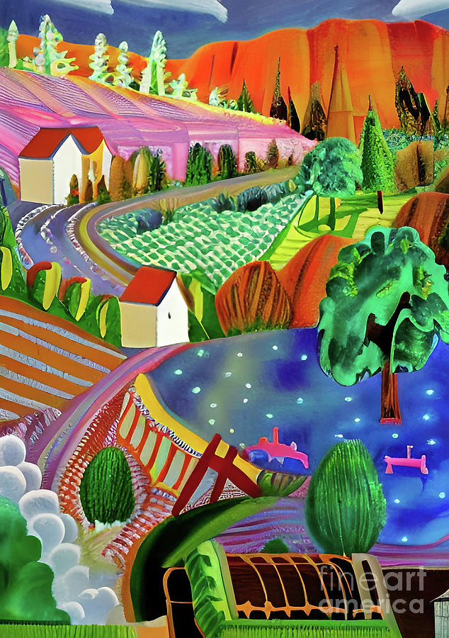 Village on the Hillside wall art Digital Art by Christina Fairhead