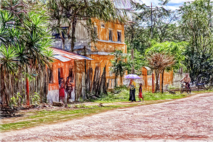 Village scene in Guatemala Mixed Media by Tatiana Travelways