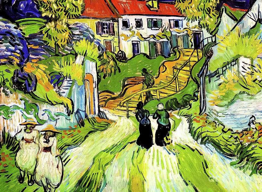 Village Street and Steps in Auvers by Vincent Van Gogh 1890 Painting by Vincent Van Gogh