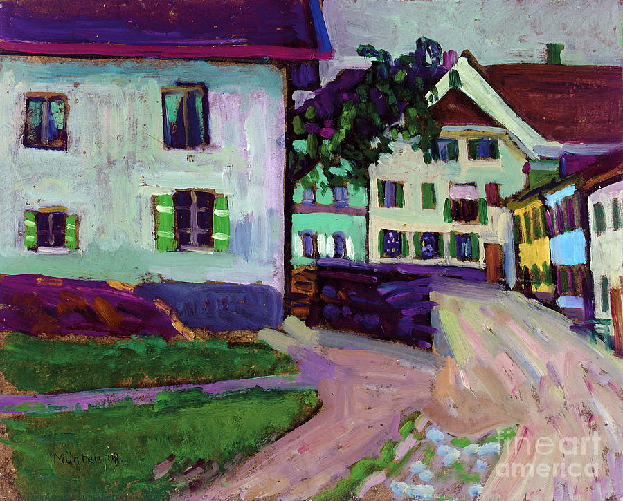 Village street in Murnau 1908 Painting by Wassily Kandinsky