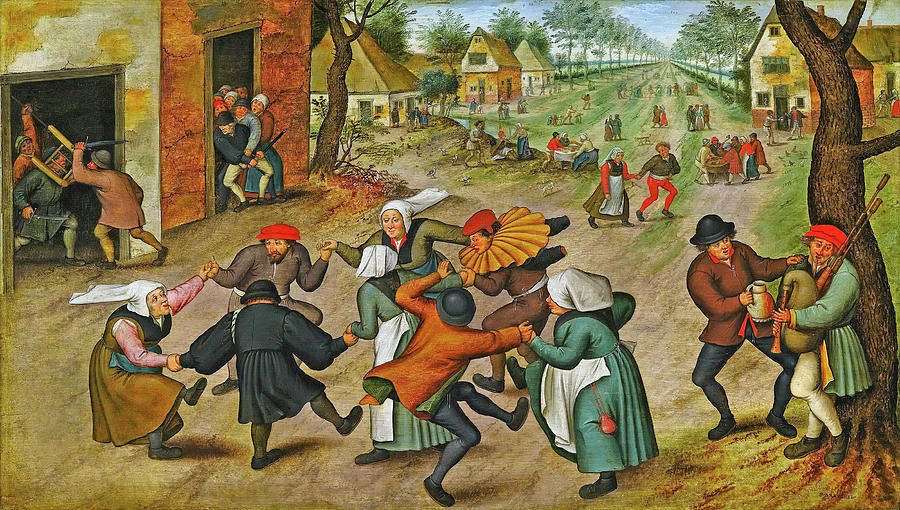 Vintage Painting - Village street by Pieter Bruegel the Younger