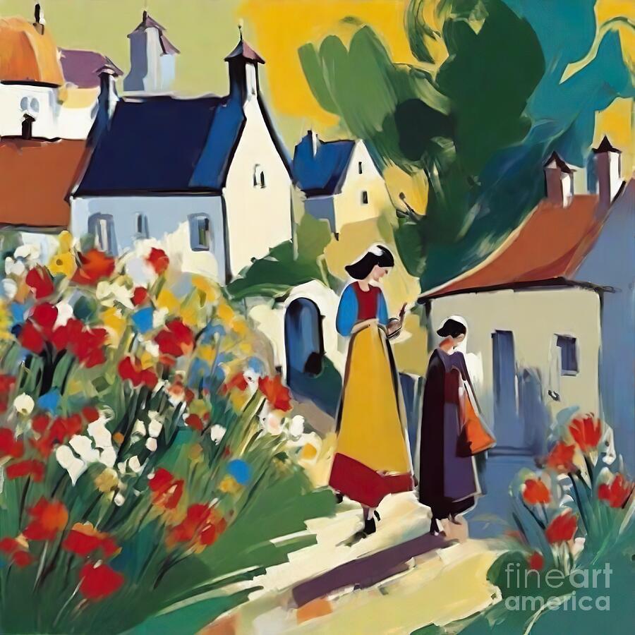 Flower Digital Art - Village Stroll by Retro Movie Posters Flower Digital Art - Village Stroll by Retro Movie Posters