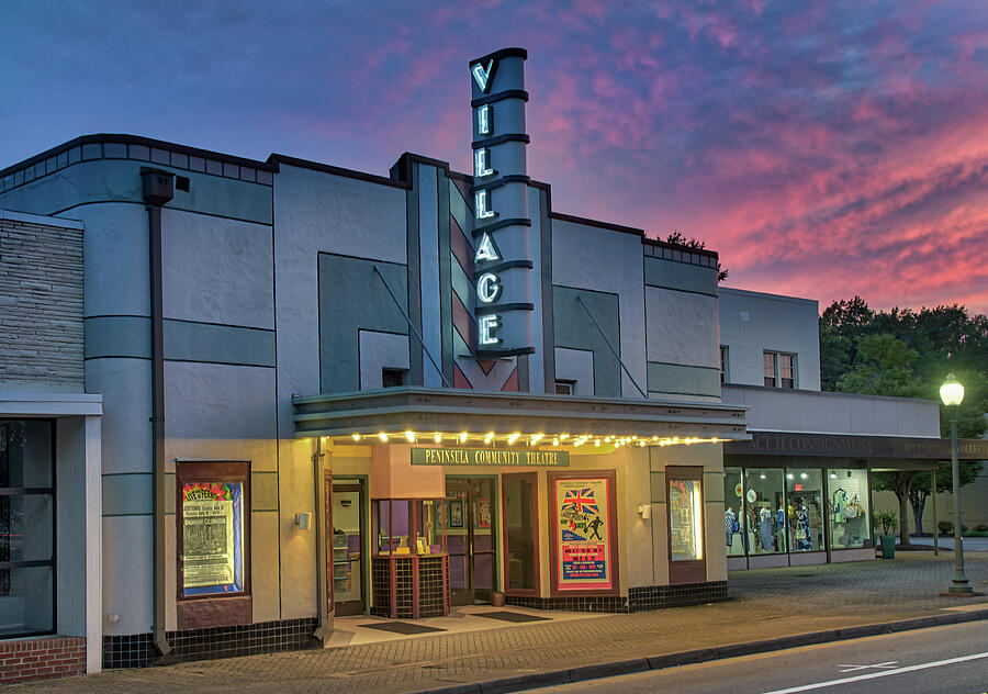 Village Theater at Dusk Photograph by Jerry Gammon