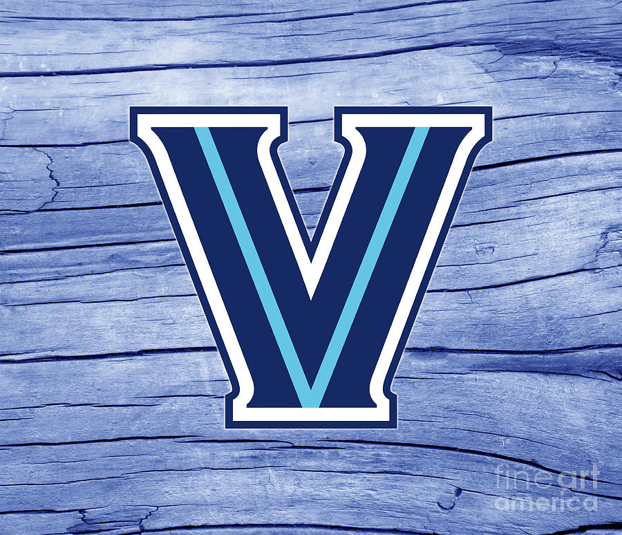 Villanova University Logo On Blue Rustic Wood Digital Art by Lone Palm ...