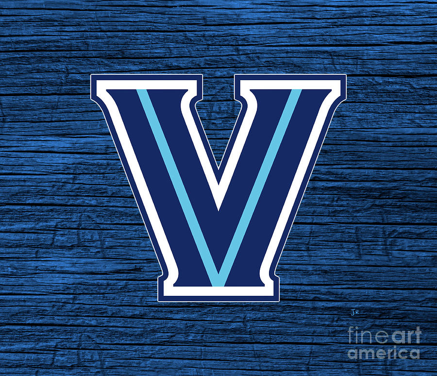 Villanova University Logo On Dark Blue Rustic Wood Digital Art
