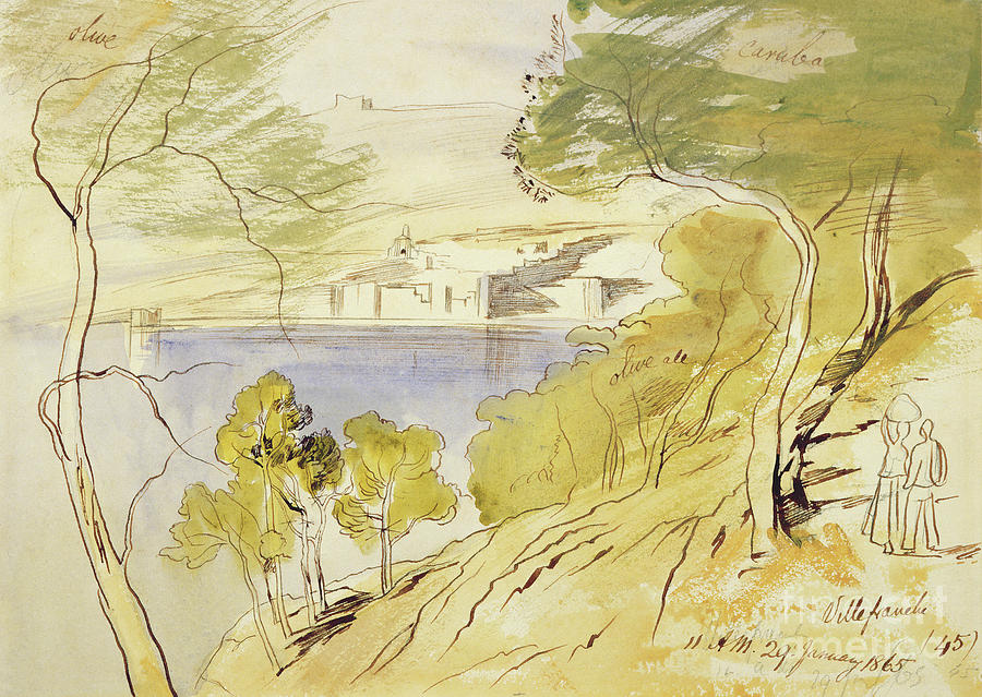Villefranche, 1865 Painting by Edward Lear