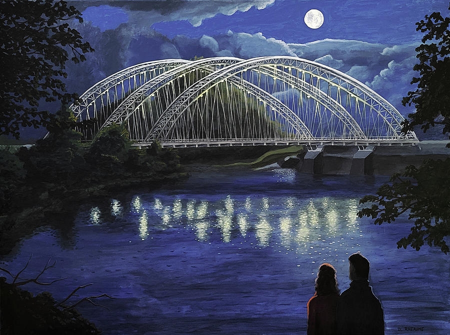 Bridge Painting - Vimy Bridge at Night by Dave Rheaume