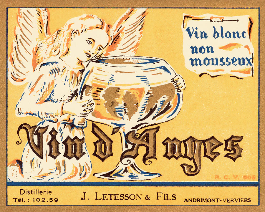 Vin dAnges Drawing by Vintage Wine Labels