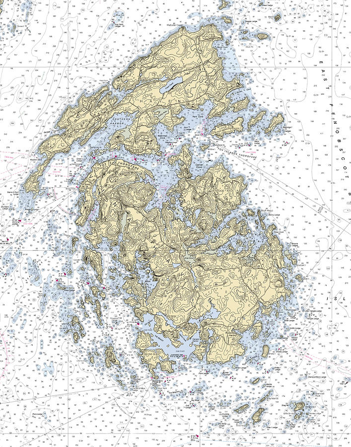 Vinalhaven And North Haven Islands, Custom Chart Digital Art by