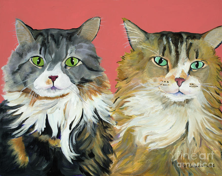 Long Hair Cats Painting - Vincent and Pablo by Pat Saunders-White