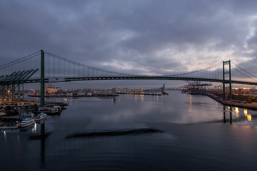 Vincent Thomas Bridge at Dawn Photograph by Belinda Greb