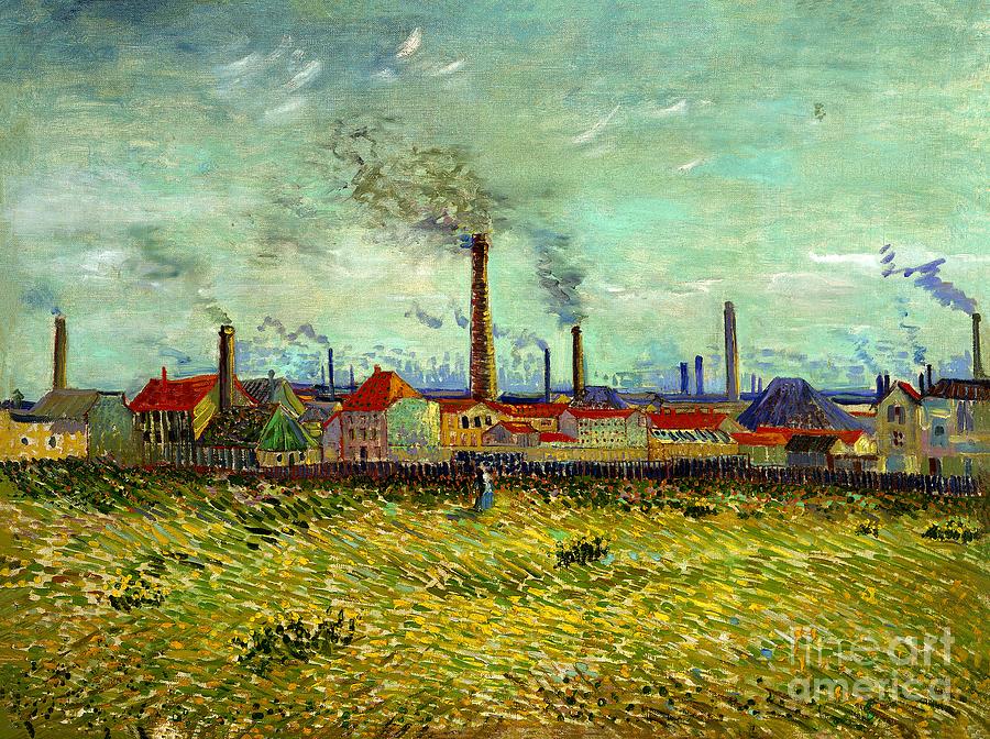 Vincent van Gogh - Factories at Clichy Painting by Alexandra Arts