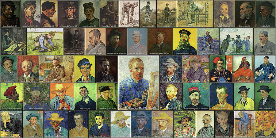 Vincent van Gogh Famous 58 Pieces Men Modern Art Portrait Painting Collage  Digital Art by Scott Mendell