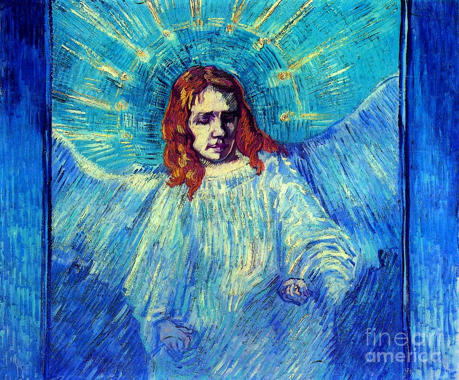 Vincent van Gogh - Half Figure of an Angel after Rembrandt Painting by Alexandra Arts