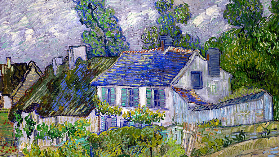 Tree Painting - Vincent van Gogh - Houses at Auvers by Angel Smile