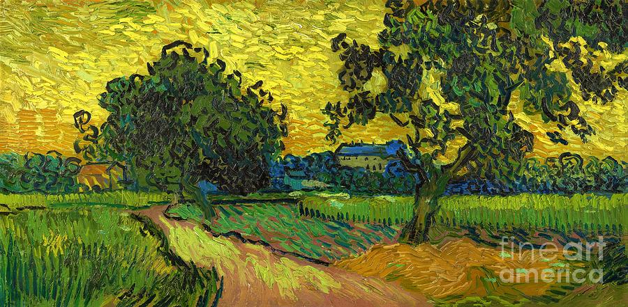 Vincent van Gogh - Landscape at Twilight Painting by Alexandra Arts