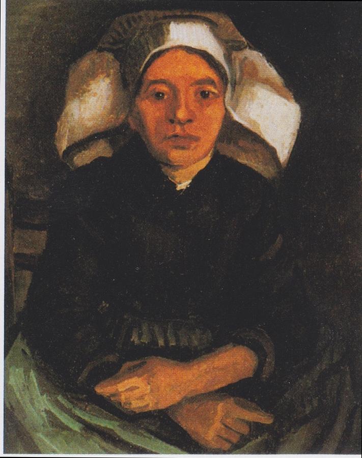 Vincent van Gogh - Peasant woman, seated, with a white hood Painting by ...